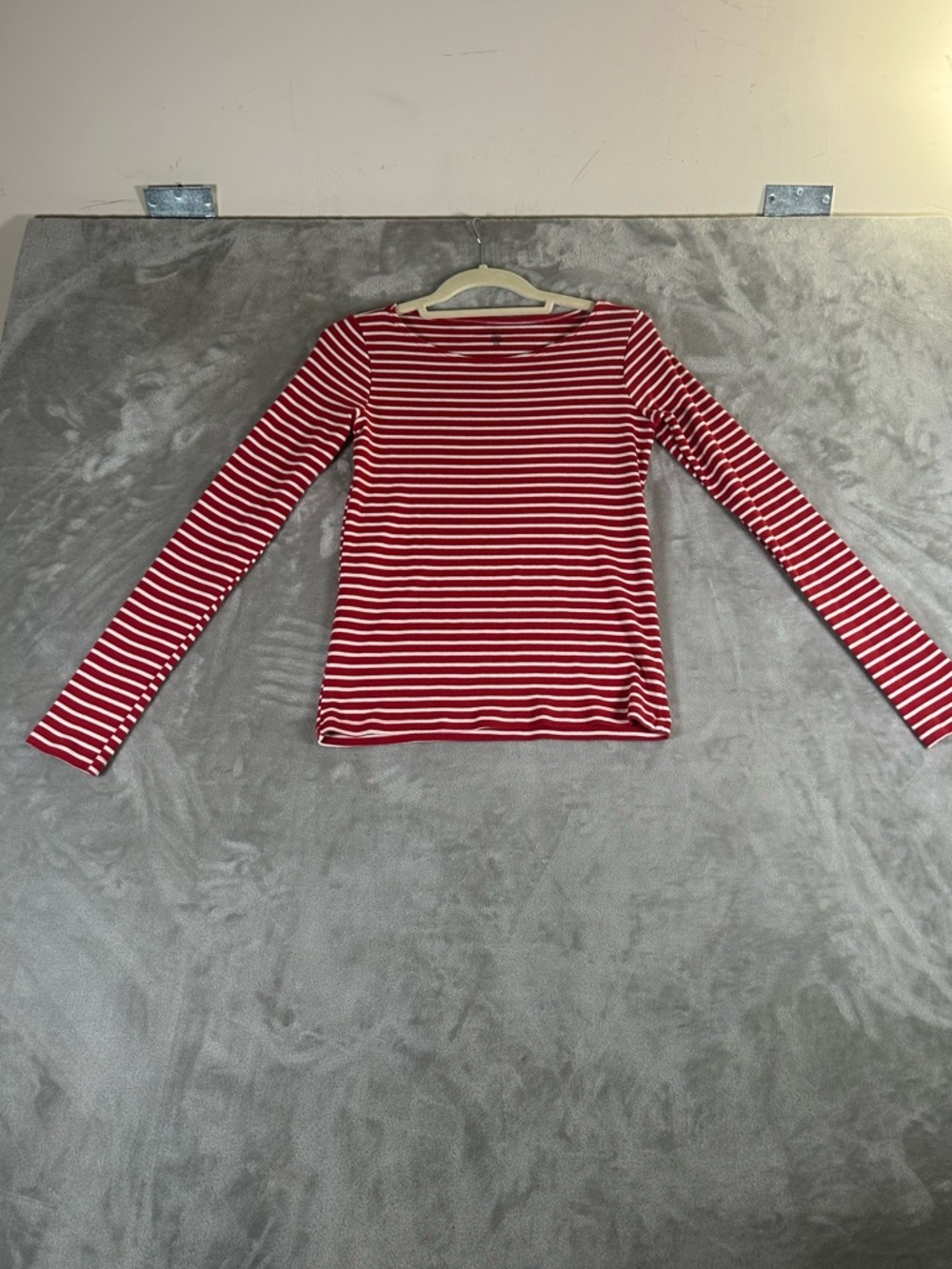 Brandy Melville Red and White Striped Long Sleeve Tee
